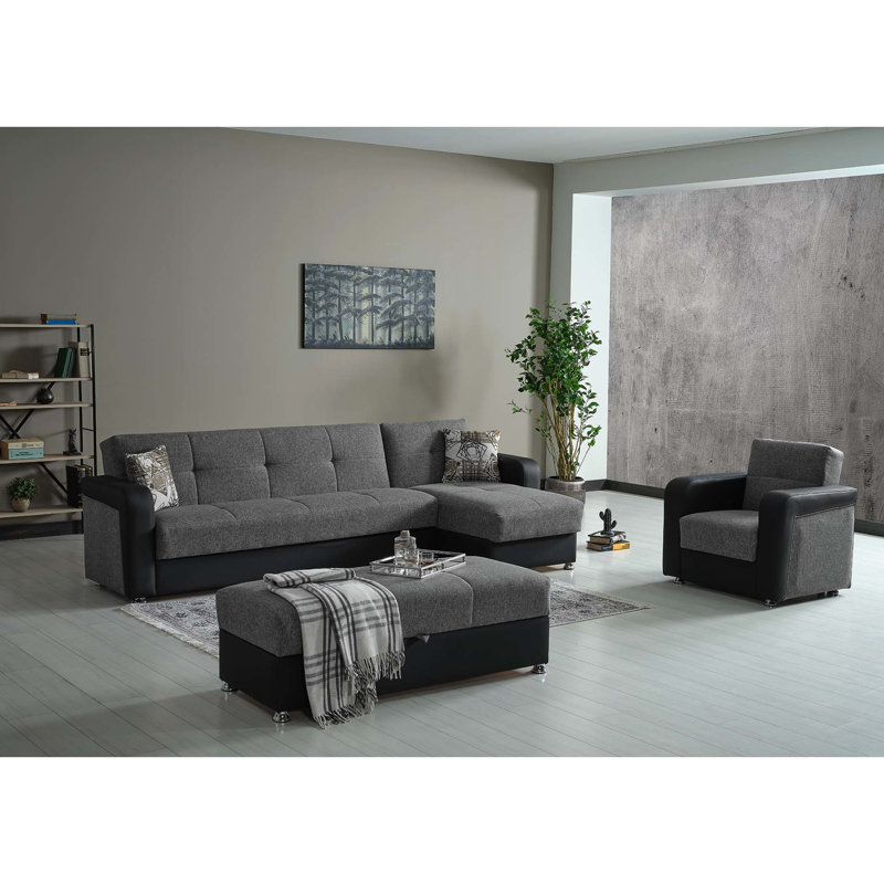 Armchair With Storage, Grey. Convert To Sleeper Easily. Quality From Turkey. Fits Small Spaces. Chenille Upholstered. 300 Lbs Capacity. Comfy Seat. Spot Clean. 28.17 In W. 32.56 H. 35.68 D. 97.05 Lb.