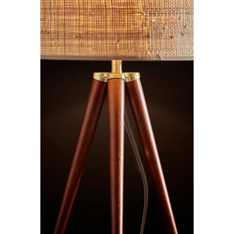 Kisa Wood Tripod Lamp, Walnut Wood, Beige