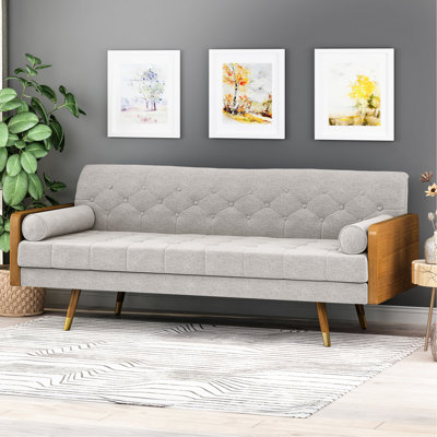 Mid Century Modern Beige - With Diamond Stitching, Seating Waffle Splayed Legs Gold Tips, 30.5"d X 74.24"w 32.79"h Fabric Seat Accents,