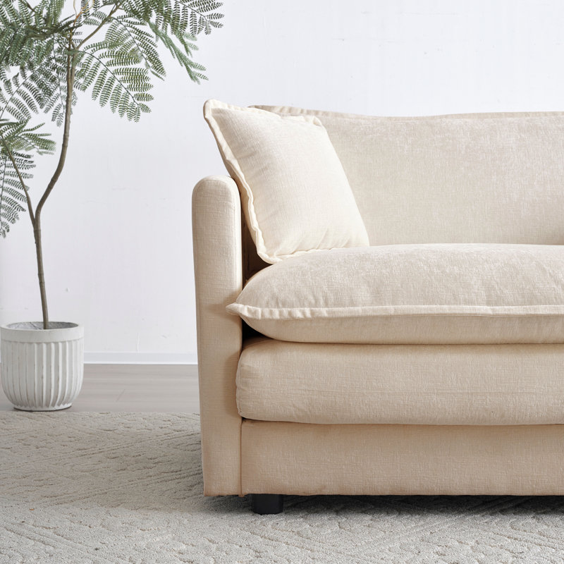 Ensemble de canapé en chenille à assise profonde, canapé moderne pour le salon et le bureau, Chenille beige