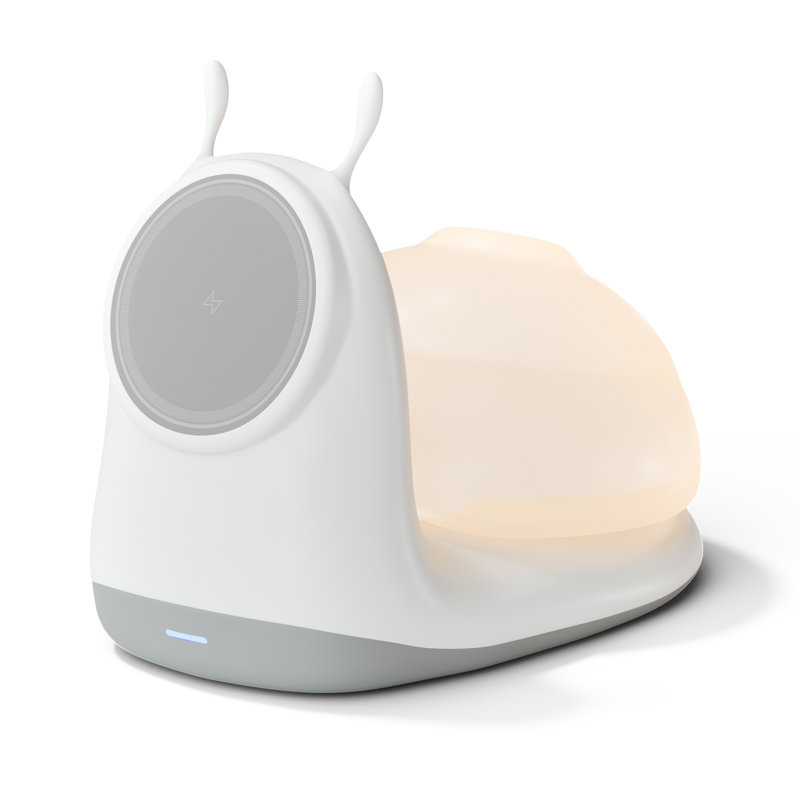 Wireless Charger, 15W Fast Charging Station with Light for iPhone 16e 16 15 14 13 12 Pro Max, Desktop Nightstand Snail-Shaped Detachable LED Lamp Bedside Cordless Light