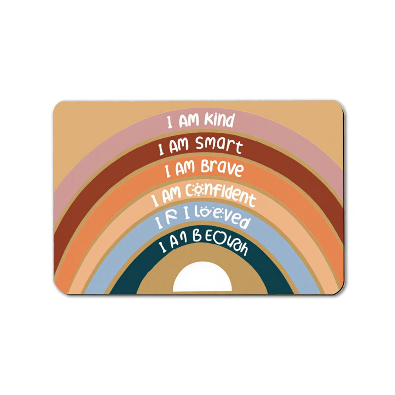 Tapis de porte Boho Rainbow Affirmation 24 x 36 po pour porche d'entrée