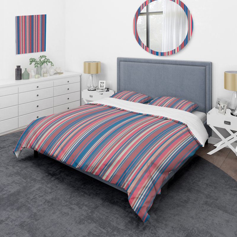 Ensemble de housse de couette en microfibre rouge / bleu / blanc 3 pièces, Housse de couette pour très grand lit et 2 très