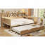 Lit de jour double en bois avec tablettes de rangement, lit multifonctionnel avec lit gigogne simple et bureau d'étude-863236673