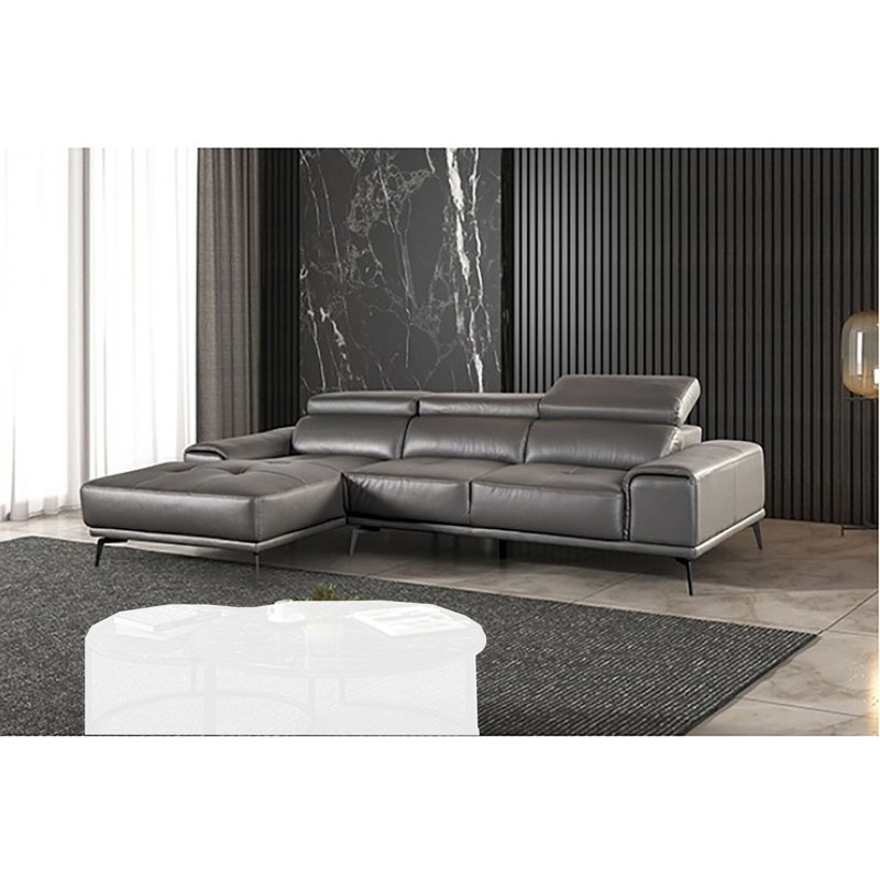 Hoeard L-shaped Sectional, Dark Gray Leather Match, Left Hand Facing