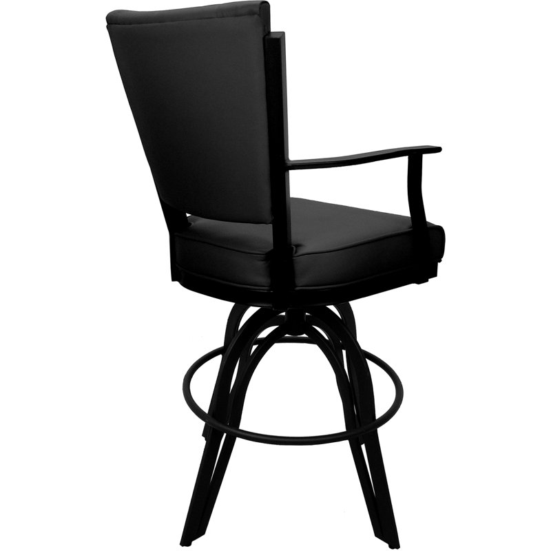 Tabouret de comptoir pivotant en cuir en métal - Siège de 26 po, Black, Noir, noir, noir, noir