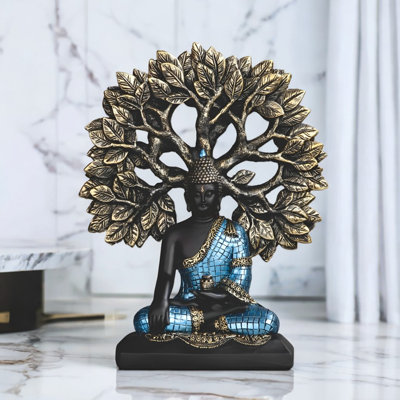 9.75"H Buddha under Bodhi Tree Figurine