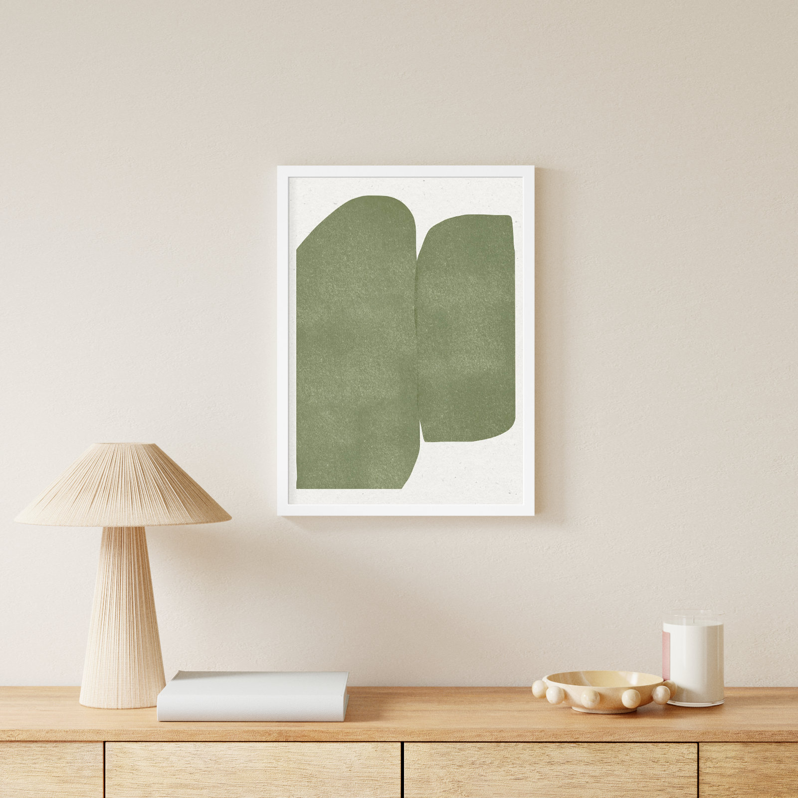 Green Paper Cut Modern by The MIUUS STUDIO Wood Framed Wall Art Print, White, 25" H x 19" W