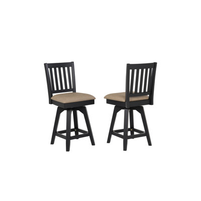 Solid Wood Mission Back Swivel Bar Stool
