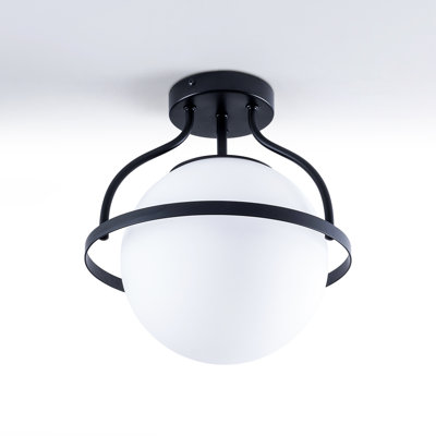 Plafonnier semi-encastré sphère en verre givré 1 lumière l 11,2 po 