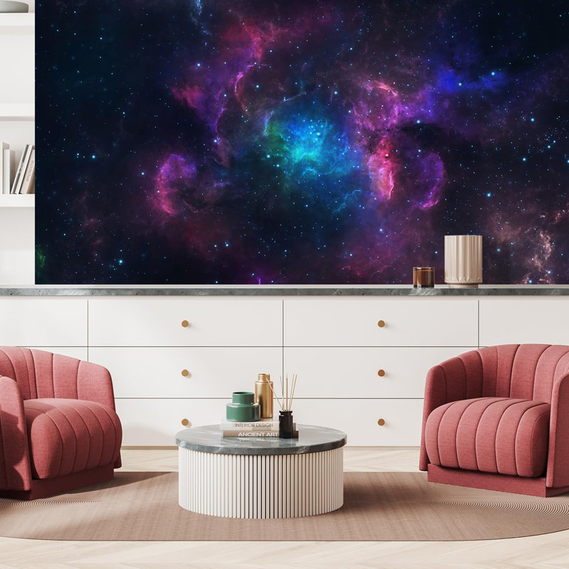 Planet In Outer Space Galaxy Peel & Stick Border, 48" L x 72" W