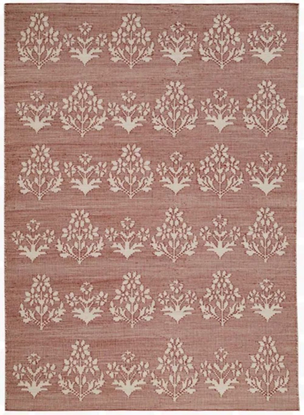 Heidi Botanical Flatweave Jute Rug, Red, 7`9x9`9
