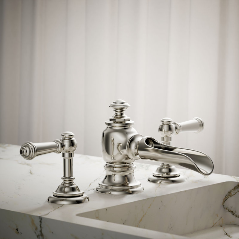 Artifacts® Flume Widespread Bathroom Faucet, Vibrant Polished Nickel