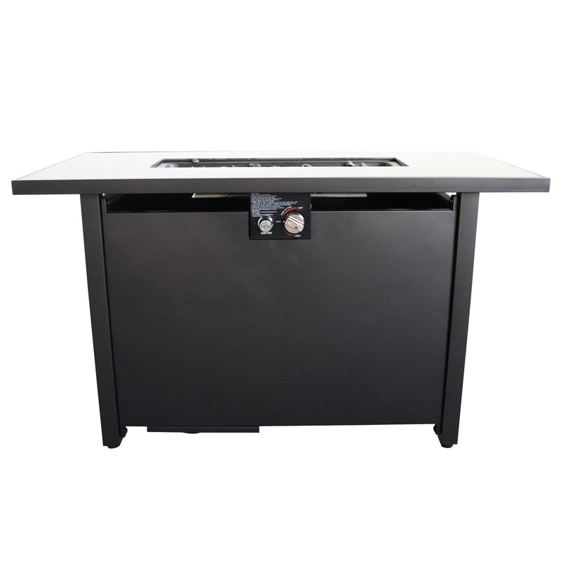 42" W X 25" H Outdoor Fire Pit, Steel, Black, 50000Btu Burning Power Black Heating Table, 50000Btu,