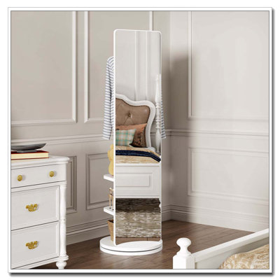360° Rotating Storage Rack Coat Rack with Mirror