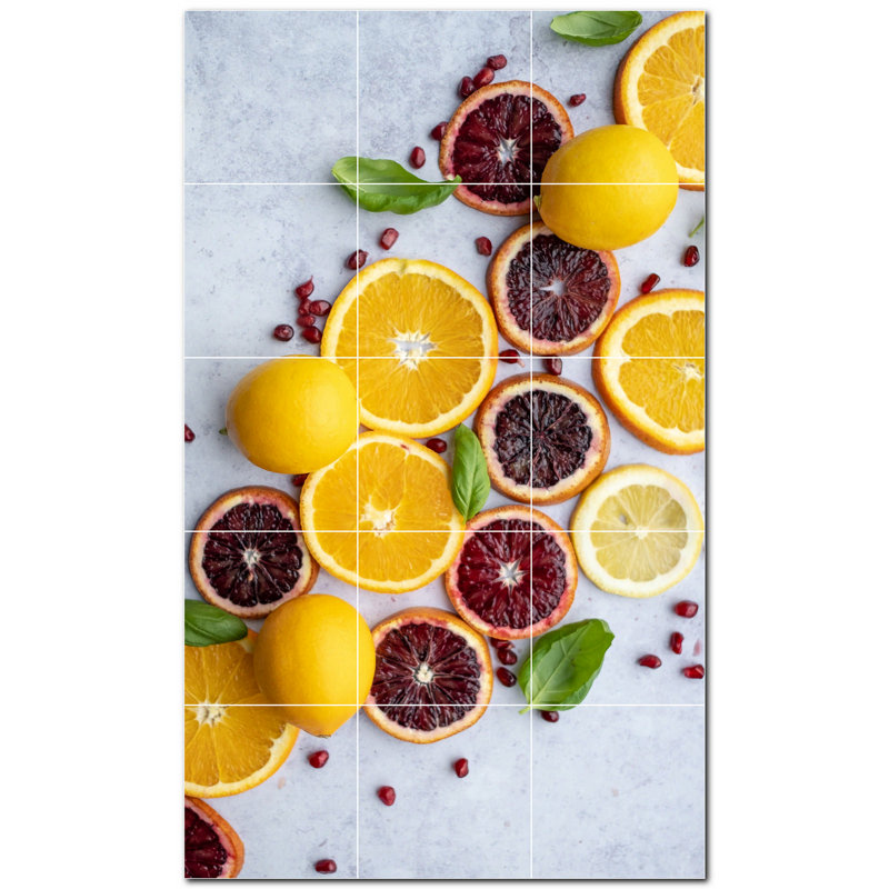 Fruit Photo 8'' x 8'' Satin Ceramic Decorative Mural