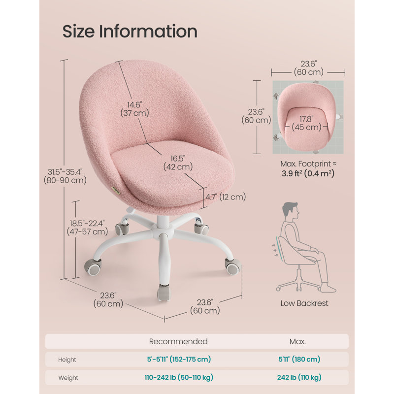 Akon Office Chair, Pink Teddy, White
