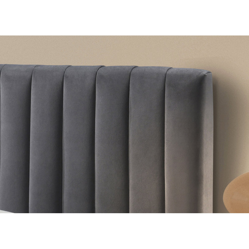 Lit plateforme tapissier Julia, Gris anthracite, Grand