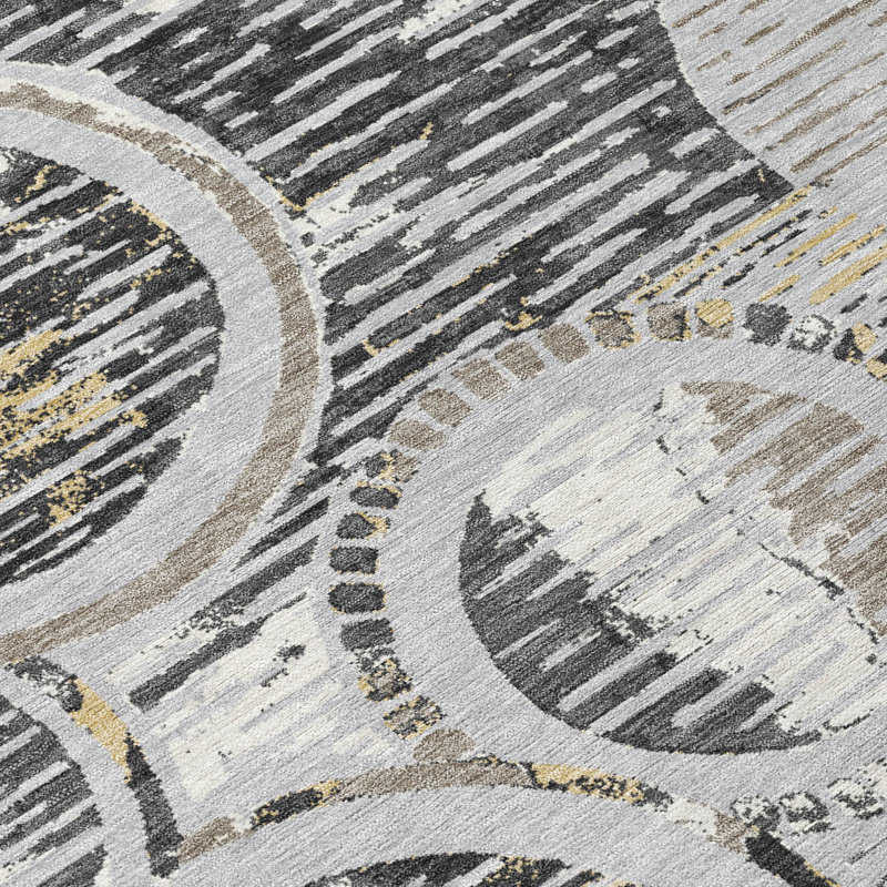 Tapis géométrique intérieur / extérieur lavable à la machine Chantille ACN2633, Argent, 2 pi 6 po x 3 pi 10 po