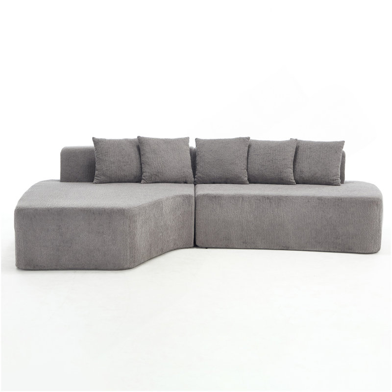 Canapé modulaire à compression avec méridienne confortable, canapé à compression irrégulière en forme de L avec siège profond, canapé-lit modulaire minimaliste pour salon, chambre à coucher, salon, salon, gris clair