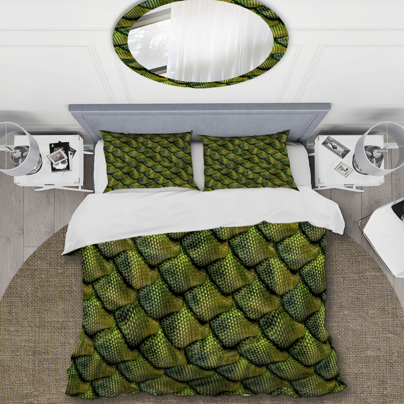 Ensemble de housse de couette en microfibre vert / noir 2 pièces, Housse de couette très grand et 2 taies