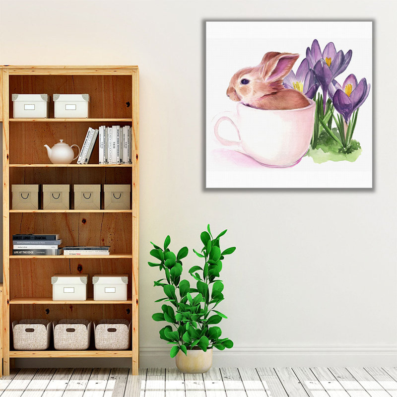 Bunny Crossing I - reproduction d'art sur toile, H 12 po x l 12 po