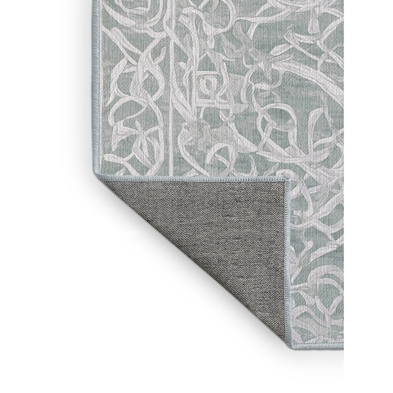 Tapis bleu lavable à la machine, Carré 4 pi