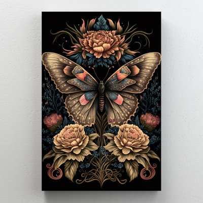 Pivoines et papillon - impression sur toile tendue