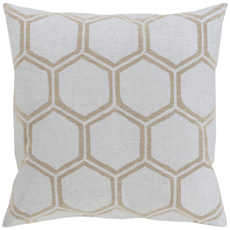 Housse de coussin en lin Stamped, H 22 po x l 22 po x P 1 po, Métallique / Brun