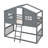 Wood Twin Over Twin House Bunk Bed with Ladder and Safety Guardrail