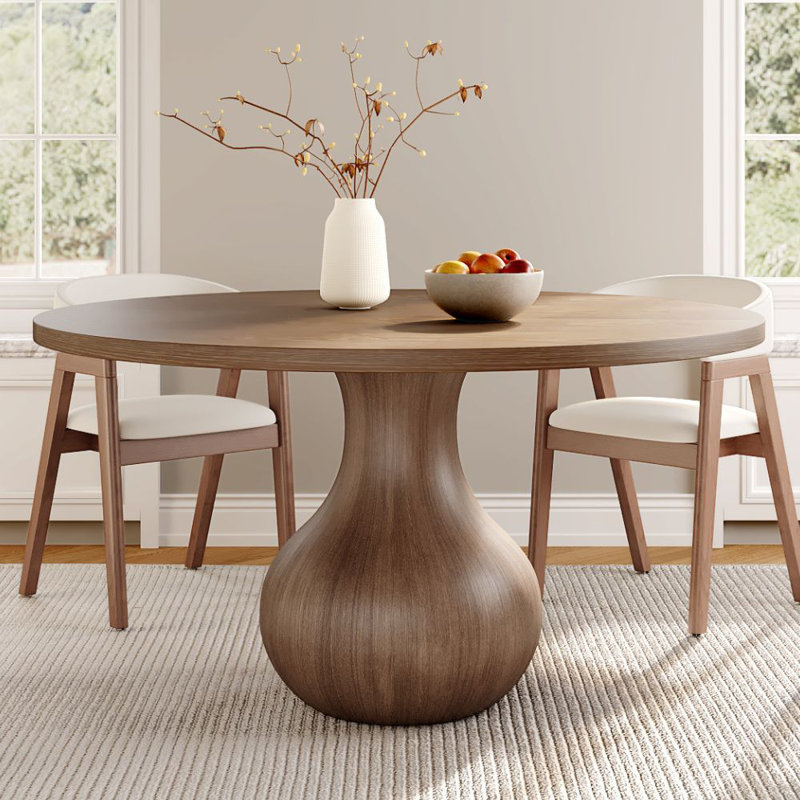 Round Dining Table For 4/6/8, 29.52"H x 59"L x 59"W