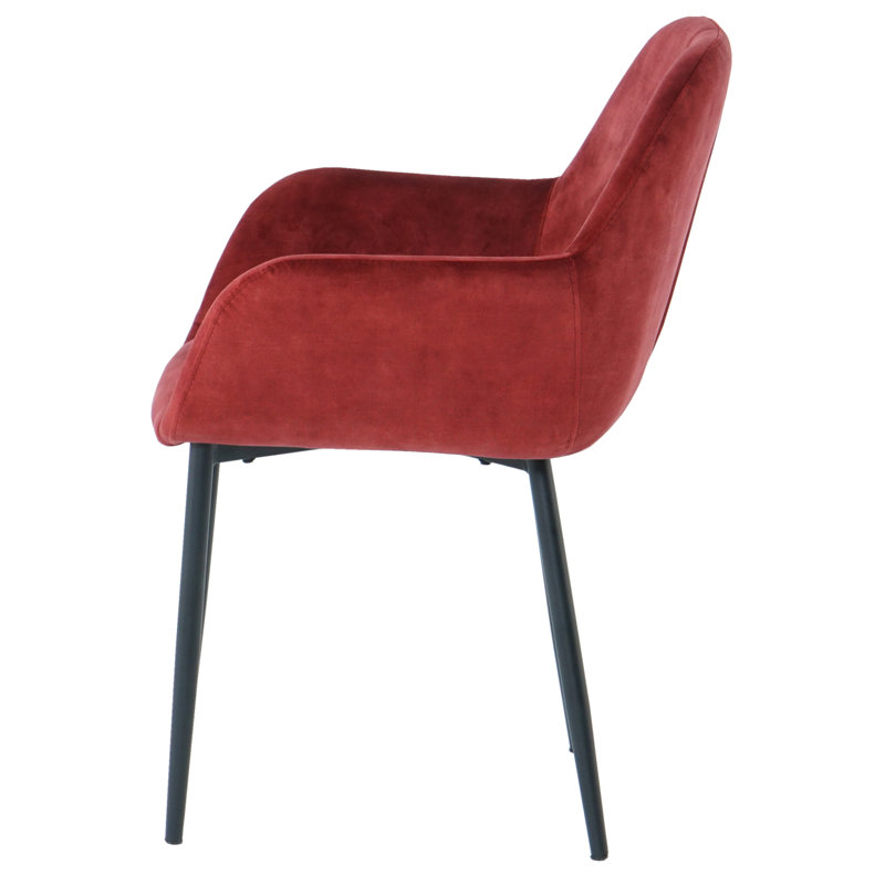 Charlestown 47cm H Velvet Upholstered Metal Armchair, Red