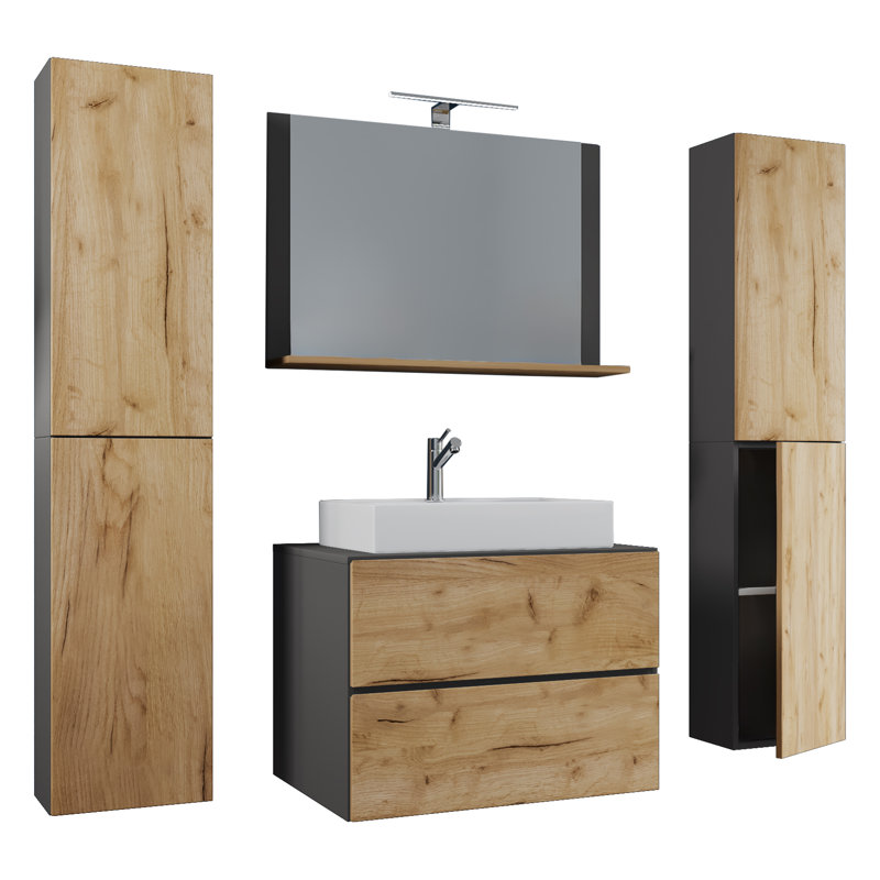 Anduela Bathroom Furniture Suite, Brown / Black