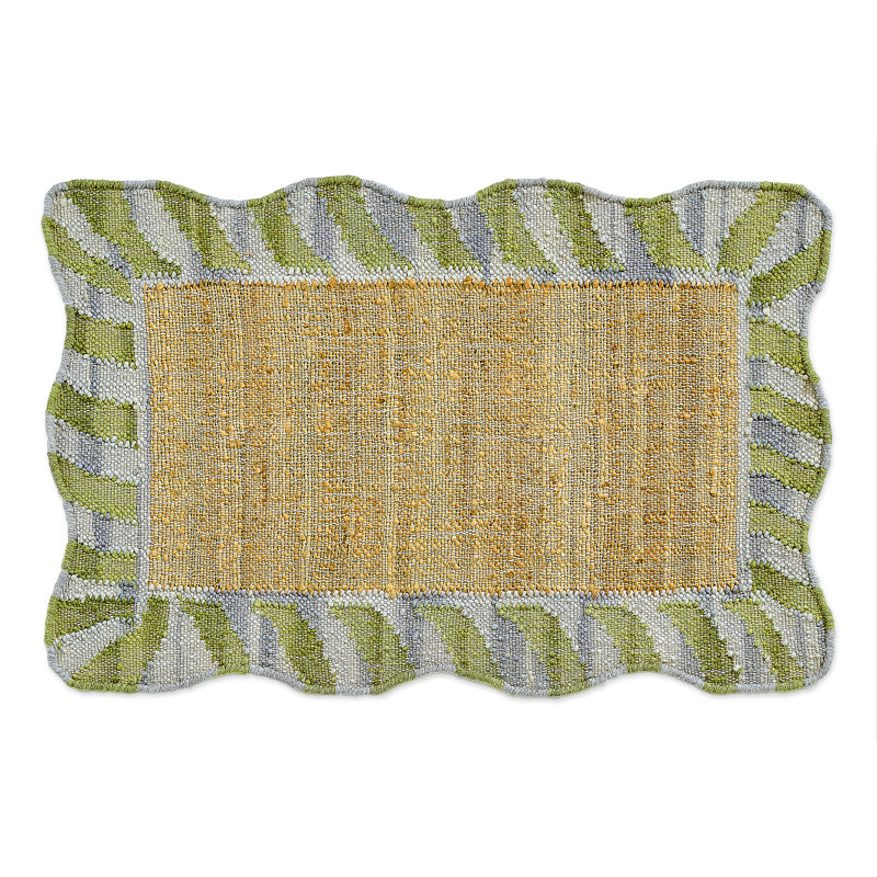Jute Scalloped Purple and Green Rug, Rectangle 2' x 3'