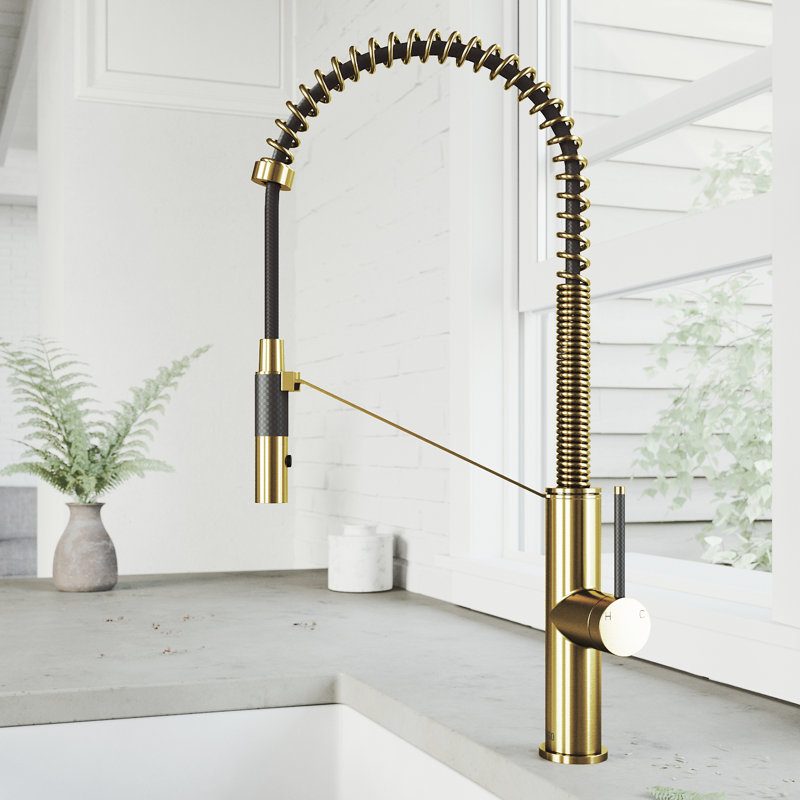 Livingston 24" H 1-handle DockLock™ Pull-Down 2-Function Sprayer Kitchen Faucet, Matte Brushed Gold