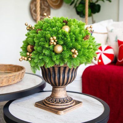 18 po Pin artificiel de Noël illuminé résistant aux rayons UV avec lumières DEL dans un pot décoratif (intérieur / extérieur)