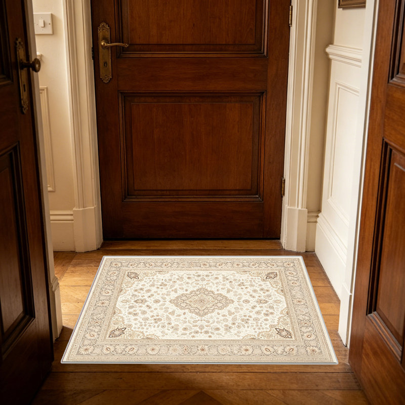 Ivory Bloom carpet-easy to clean, machine-washable, soft and comfortable; suitable for door mats, kitchens, living rooms, bedrooms, corridors, and laundry areas. Easy to clean, durable carpet for home decoration.