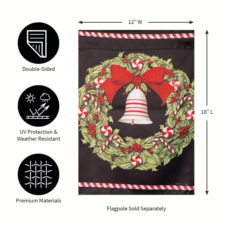Christmas Bell and Wreath Garden Flag