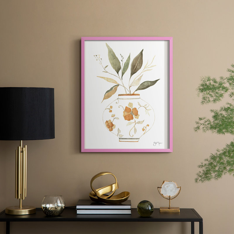 «Neutral Floral II», reproduction encadrée - bois massif, H 30 po x l 24 po, Rose