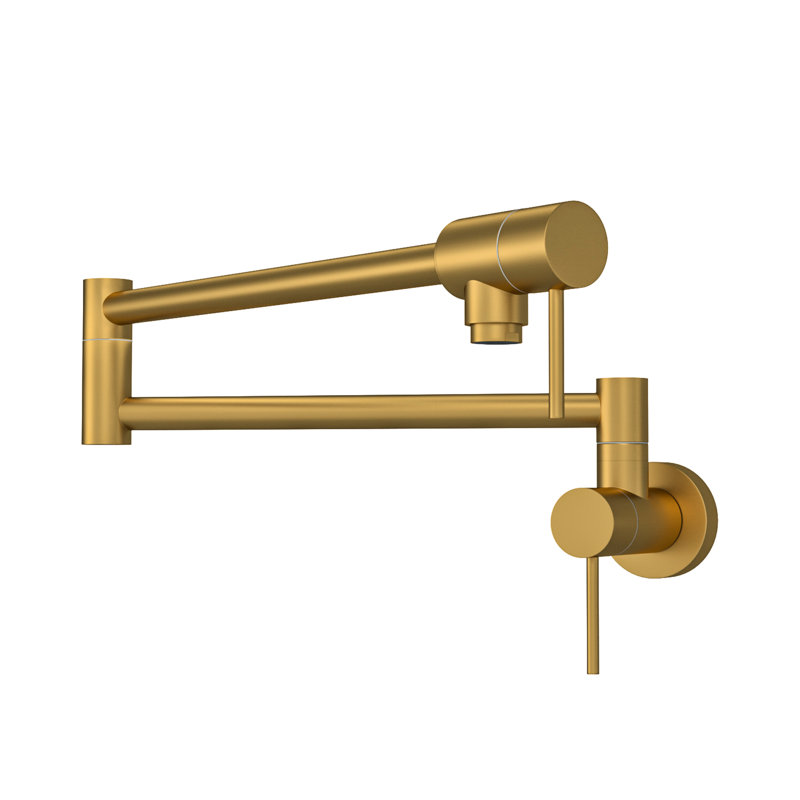 Single Hole Wall Mount Pot Filler - Matte Black, Two Handles, 360 Swing, Solid Brass, Kitchen Faucet Black Hole, Brass And Stainless