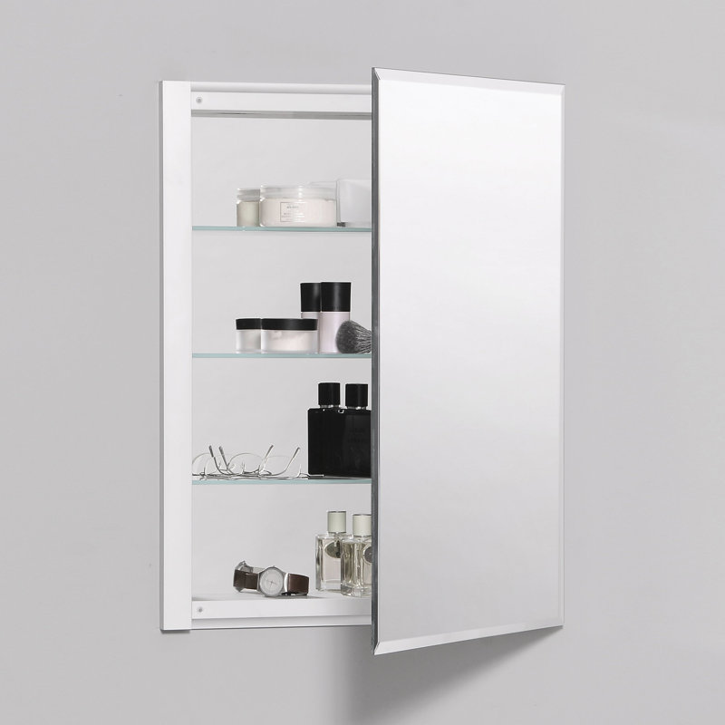 R3 Series Recessed or Surface Mount Frameless Medicine Cabinet with 3 Adjustable Shelves, 26"H x 20"W x 4"D, Beveled edge