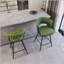 26 tabouret de bar rotatif tissé en lin - Pieds en métal noir avec tissu vert-24923760