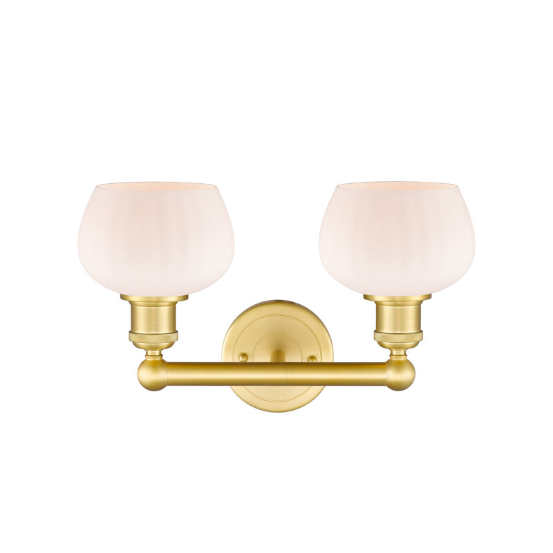 Éclairage pour meuble-lavabo à 2 lumières, Or satiné, Blanc mat