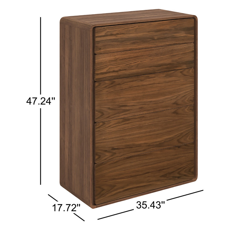 Berkeley 35.43'' W 5 - Drawer Dresser, Brown