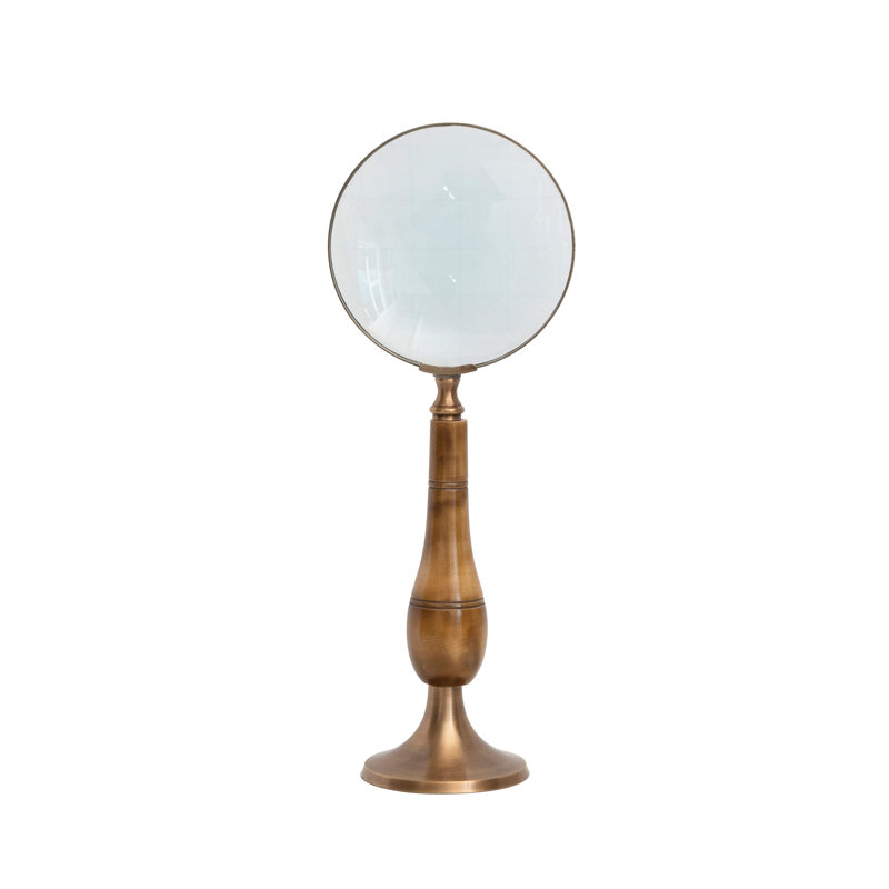  Vintage Brass and Bone Magnifying Glass Sculpture
