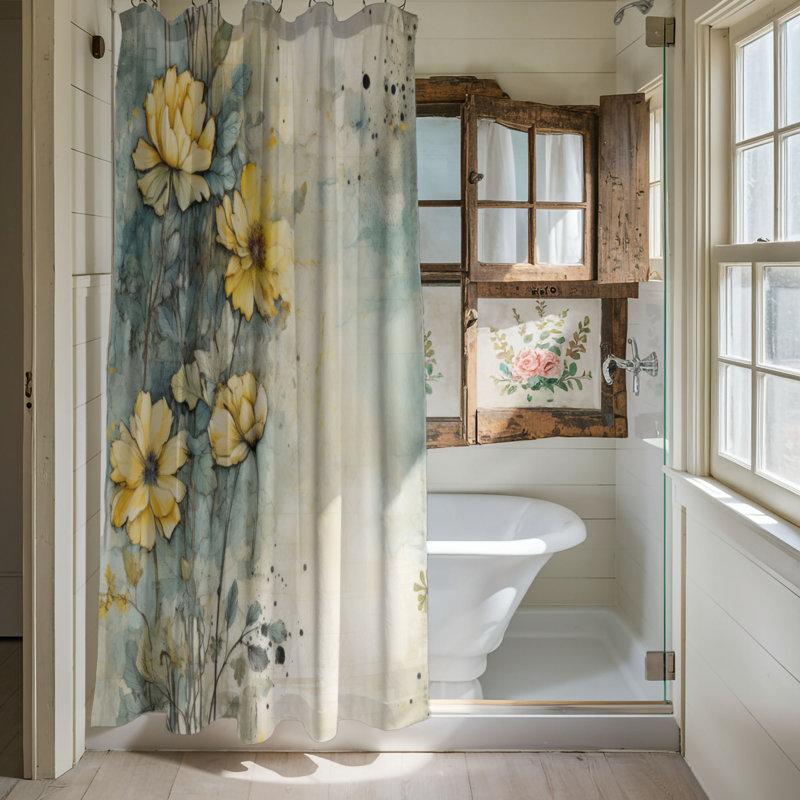 Nostalgic Garden - Rideau de douche Premium, H 74 po x l 71 po