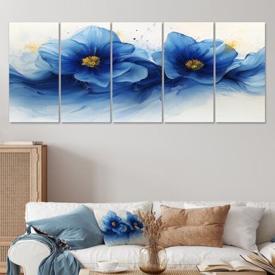 «Blue Daffodils Bloom I» - art mural jonquilles - ensemble d'art mural traditionnel