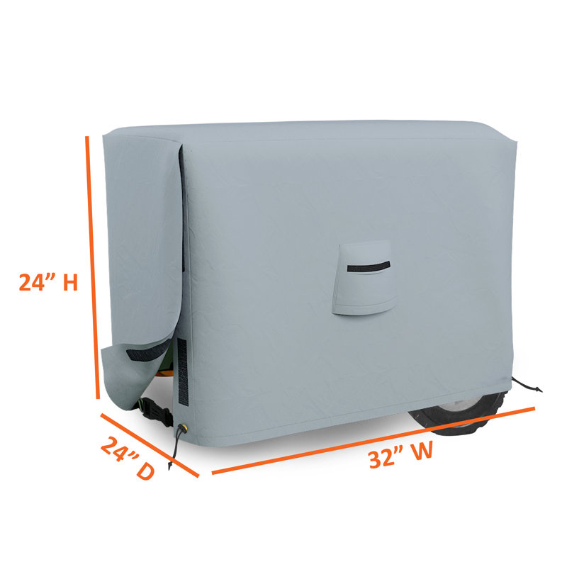 Heavy Duty Waterproof Generator Cover, All Weather Protection Universal Portable Generator Cover, 24" H x 32" W x 24" D, Gray