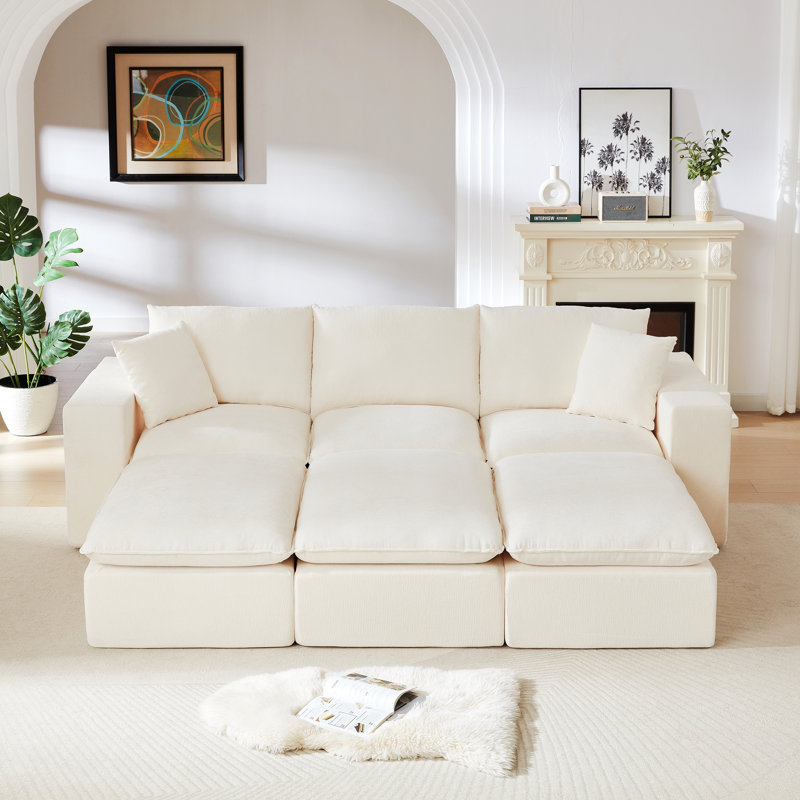 Canapé moderne en chenille, convenant au salon moderne, Blanc