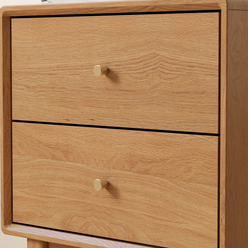 40cm W Solid Wood Bedside Table, Natural Oak